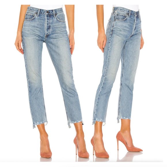 Citizens of Humanity Charlotte Crop High Rise Straight Jeans in Worthwhile Wash - Picture 1 of 11
